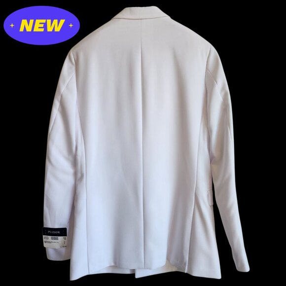 36R White Double Breasted Suit Jacket New Mens Jos A Bank Polyester Peak Lapel - Picture 3 of 17